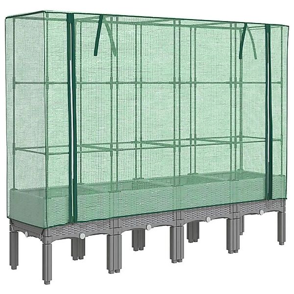 vidaXL Hochbeet mit Gewächshaus-Aufsatz Rattan-Optik 160x40x140 cm 4015863 günstig online kaufen