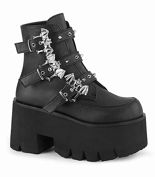Gothic Ankle Boots ASHES-55 - Lederimitat Schwarz (Schuhgröße: EUR 41) günstig online kaufen