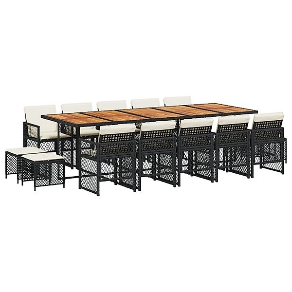 vidaXL 15-Tlg Garten-Essgruppe mit Kissen Schwarz Poly Rattan 3210819 günstig online kaufen