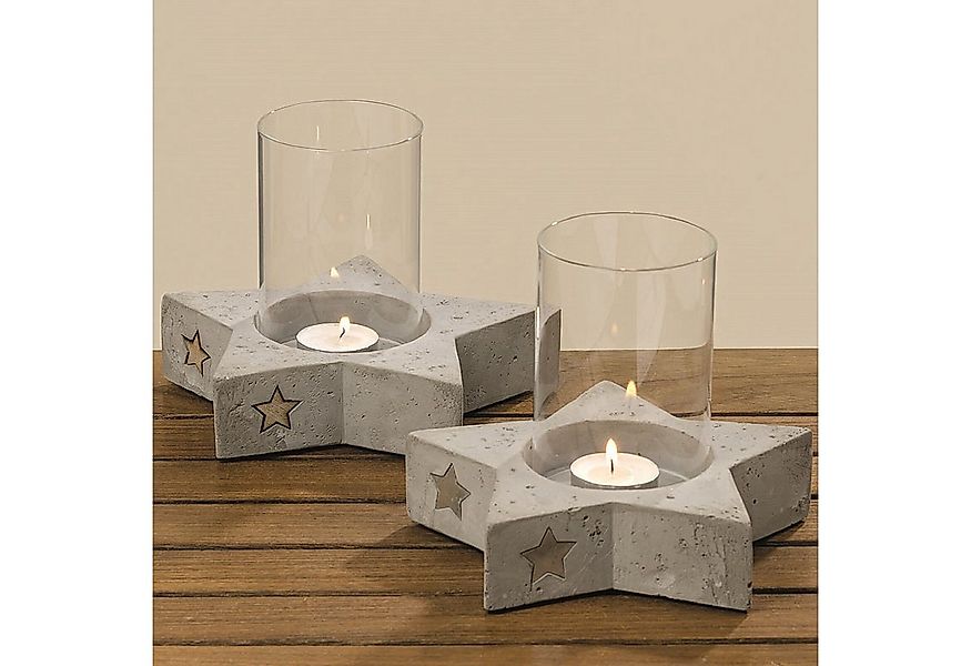 BOLTZE GRUPPE GmbH Windlicht Windlicht Stern aus Beton und Glassäule Ø 18 c günstig online kaufen