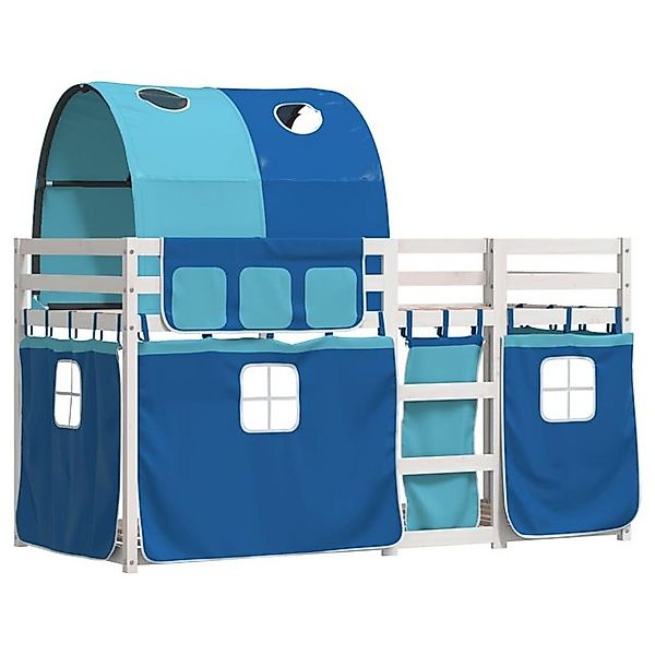 vidaXL Bett Etagenbett mit Vorhängen Blau 80x200 cm Massivholz Kiefer günstig online kaufen