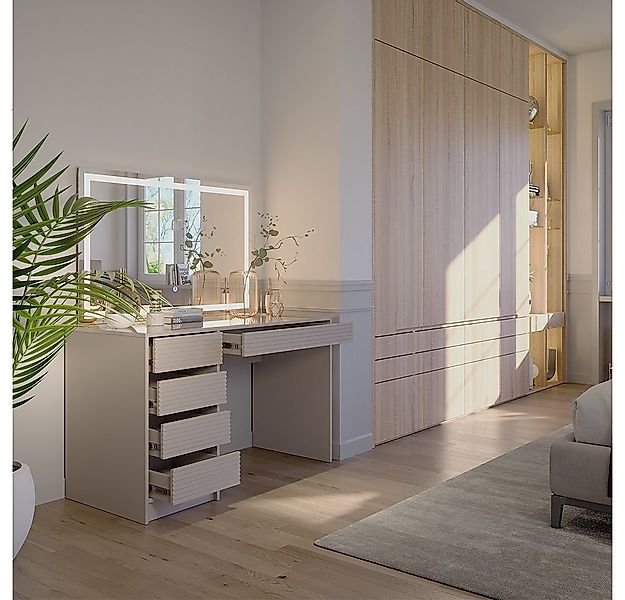 Vicco Schminktisch Sherry, Cashmere, 120 cm mit LED-Spiegel günstig online kaufen