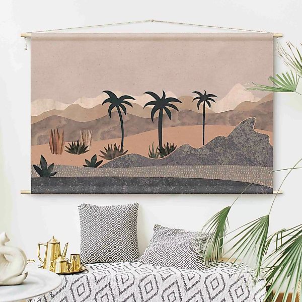Wandteppich Grafische Landschaft mit Palmen günstig online kaufen