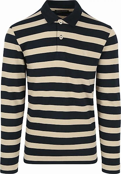 Marc O'Polo Langarm Polohemd Streifen Navy - Größe XL günstig online kaufen