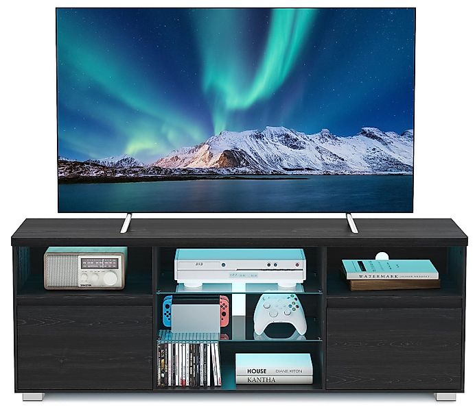 VASAGLE Lowboard Fernsehtisch, mit LED-Beleuchtung, 2 günstig online kaufen