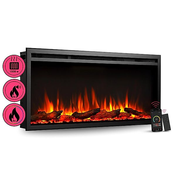 BALDERIA AT-40 Elektrokamin Einbaukamin Heizung 3D-Flammeneffekt Wifi App S günstig online kaufen