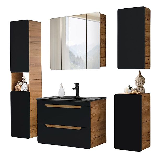Lomadox Badmöbel-Set NEW-LUTON, (Spar-Set, 5-St), Eiche günstig online kaufen