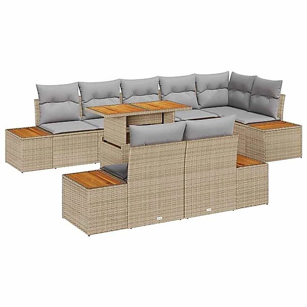 vidaXL Garten-Sofa-Set mit Speicher 9-Tlg Beige Poly Rattan 3358819 günstig online kaufen