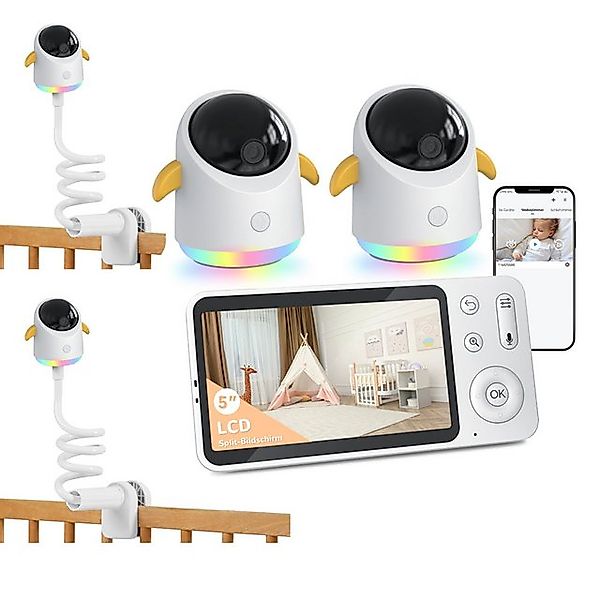 Boifun Babyphone 2K Babyphone mit 2 Kameras 5" Display Video Babyfon mit Ap günstig online kaufen