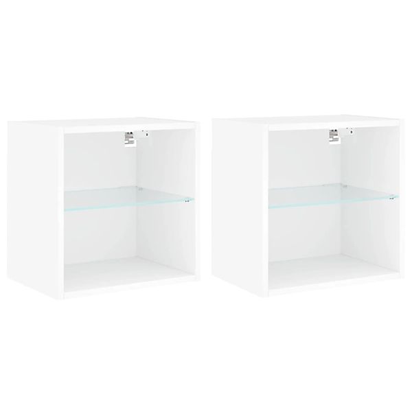 vidaXL TV-Wand Wand-Nachttische mit LED-Leuchten 2 Stk. Weiß, (2-St) günstig online kaufen