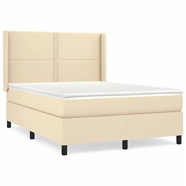 Vidaxl Boxspringbett Mit Matratze Creme 140x200 Cm Stoff günstig online kaufen