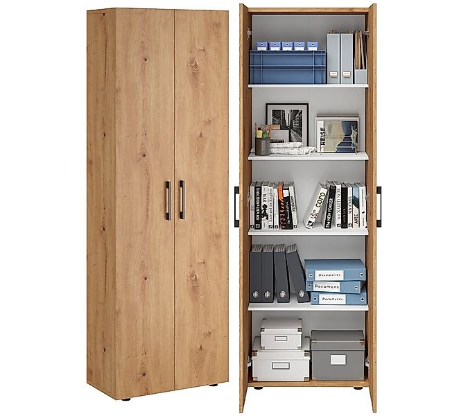 Bellamio Mehrzweckschrank Apol (Eichenoptik) Aktenschrank mit 2 Türen & 5 F günstig online kaufen
