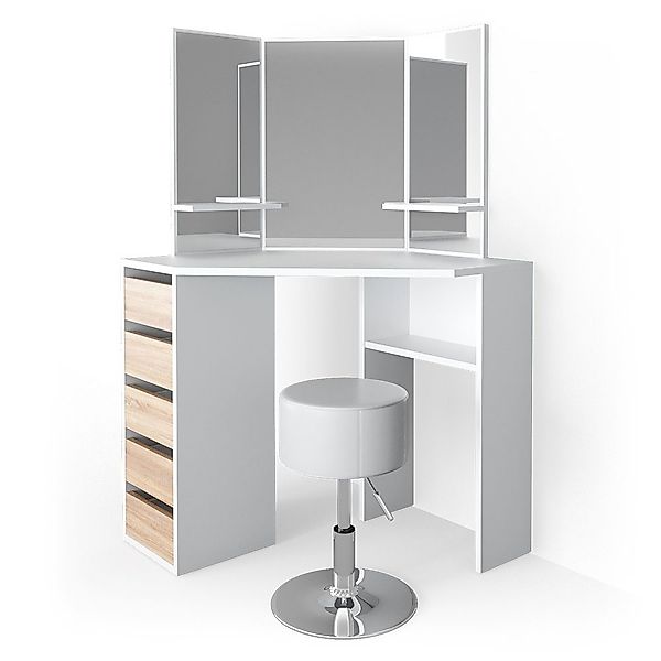 Vicco Schminktisch Arielle, Weiß/Sonoma, 110 cm günstig online kaufen
