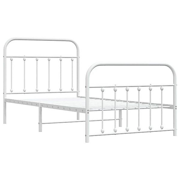 vidaXL Bettgestell mit Kopf- und Fußteil Metall Weiß 100x190 cm Modell 6179 günstig online kaufen