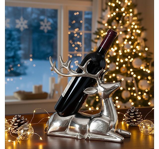 MF Dekoobjekt Flaschenträger Xadus – Kunstvoller Hirsch aus Aluminium günstig online kaufen