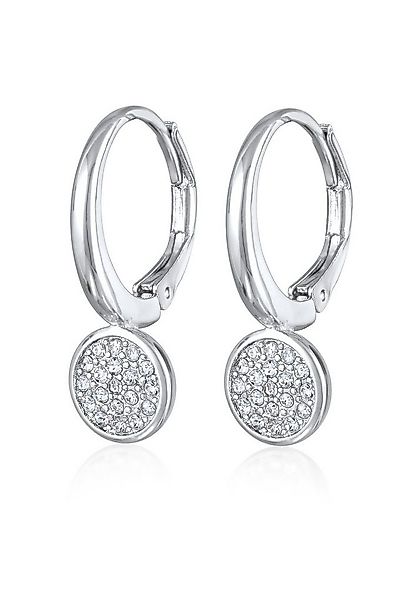 Elli Paar Creolen Ohrhänger Plättchen Kristalle Anhänger Silberfarben, Plät günstig online kaufen