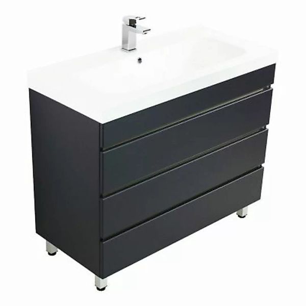 Lomadox Stand-Waschtisch Set mit 90cm Waschbecken KODIAK-02 in Seidenglanz günstig online kaufen