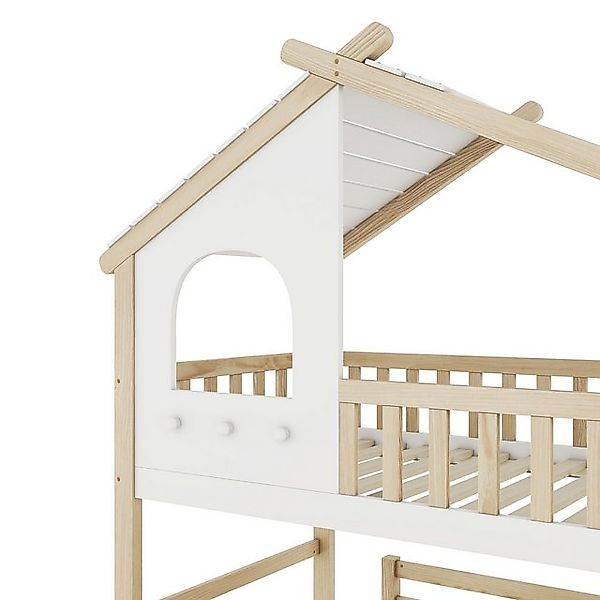 HAUSS SPLOE Etagenbett 90x200/140x200cm Kinderbett mit Hausleiste, Stauraum günstig online kaufen