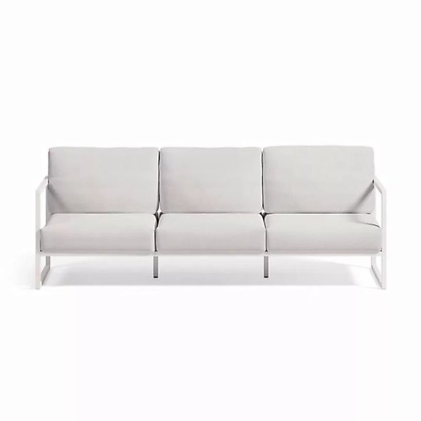 Natur24 Sofa Outdoor 3-Sitzer-Sofa weiß 225 x 85 x 85 cm Sitzgarnitur Couch günstig online kaufen
