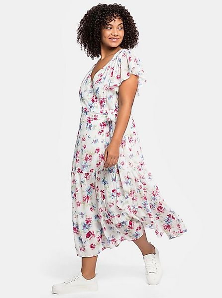 sheego by Joe Browns Etuikleid Chiffonkleid Kurzarm mit Blumendruck und Bin günstig online kaufen