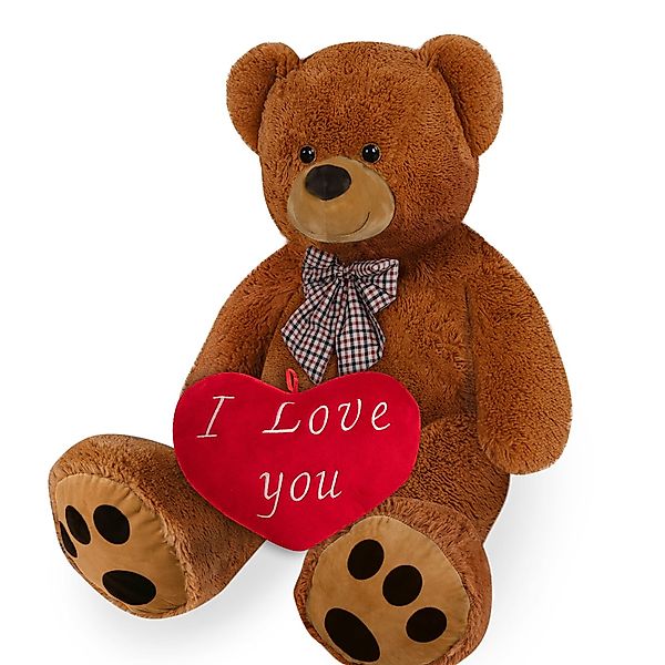 Plüschtier Teddybär Braun 175cm mit Herzkissen 32cm günstig online kaufen