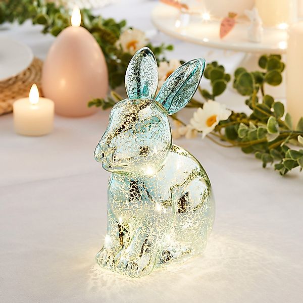 Lights4fun Osterhase LED Osterdeko Hase aus Glas günstig online kaufen