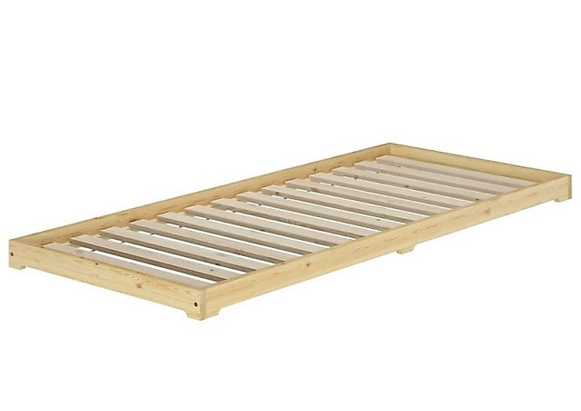 ERST-HOLZ Bett Extra niedriges Futonbett Bettrahmen 100x200 Kiefer klar lac günstig online kaufen