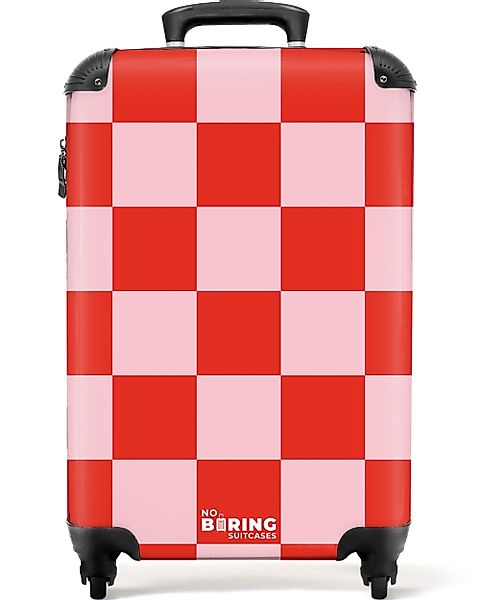 NoBoringSuitcases.com© Hartschalen-Trolley Rotes und rosa Schachbrettmuster günstig online kaufen
