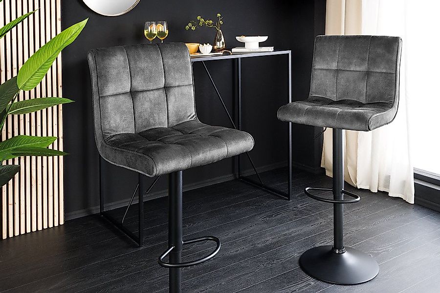 riess-ambiente Barhocker MODENA grau / schwarz - Samt, Metall, drehbar, höh günstig online kaufen