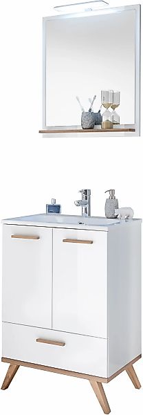 Saphir Badmöbel-Set »Quickset 2-teilig, Mineralmarmor-Waschtisch und LED-Sp günstig online kaufen