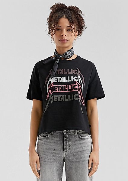 QS Kurzarmshirt Metallica® Band-Shirt mit Glitzerprint günstig online kaufen
