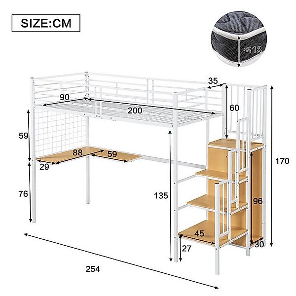 Odikalo Hochbett Etagenbett Eisenbett Tisch Kleiderschrank Seitenleiter Han günstig online kaufen