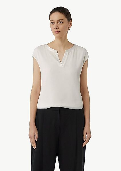 comma Kurzarmshirt T-Shirt Blusenshirt mit Satinblende günstig online kaufen