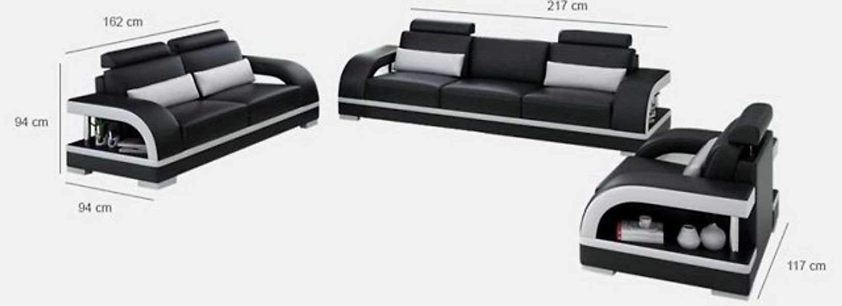 JVmoebel Sofa Designer Sofagarnitur Ledersofa Set 3+2+1 Garnitur Neu Zitade günstig online kaufen