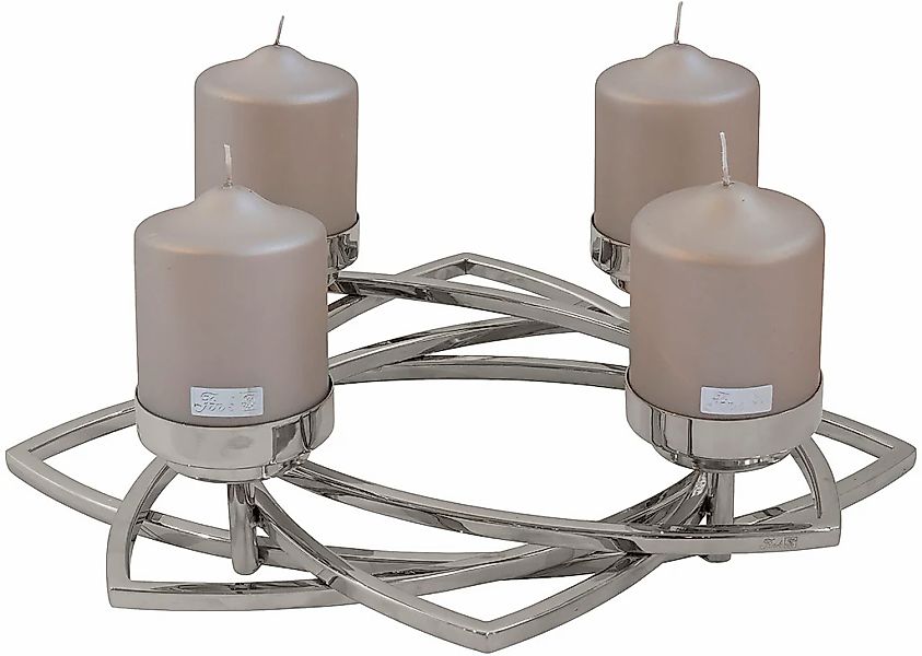 Fink Kerzenleuchter "ZAPPORA" Adventskranz, Leuchterkranz, 4-flammig, verni günstig online kaufen