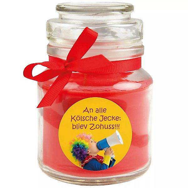 HS Candle Duftkerze & Glas Karneval Rot Bonbon 30h günstig online kaufen