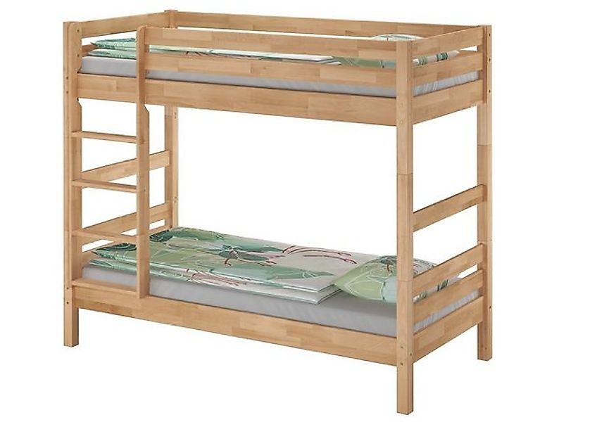 ERST-HOLZ Etagenbett Etagenbett 90 x 200 Buche Natur mit Rollrosten und Mat günstig online kaufen