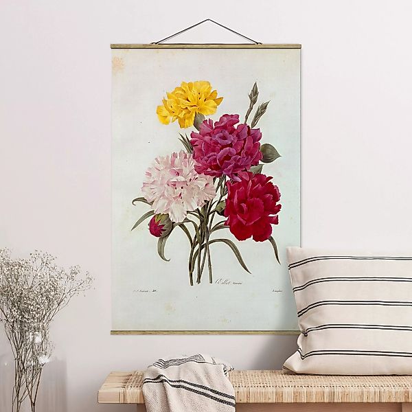 Stoffbild Blumen mit Posterleisten - Hochformat Pierre Joseph Redouté - Nel günstig online kaufen