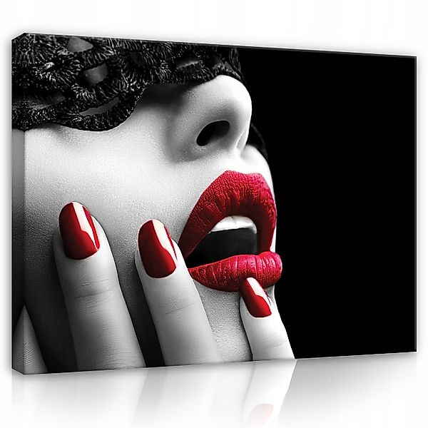 Wallarena Leinwandbild Frau Gesicht Lippen Rot günstig online kaufen