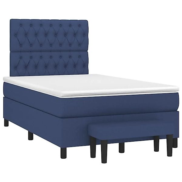 vidaXL Boxspringbett mit Matratze Blau 120x200 cm Stoff 3136827 günstig online kaufen