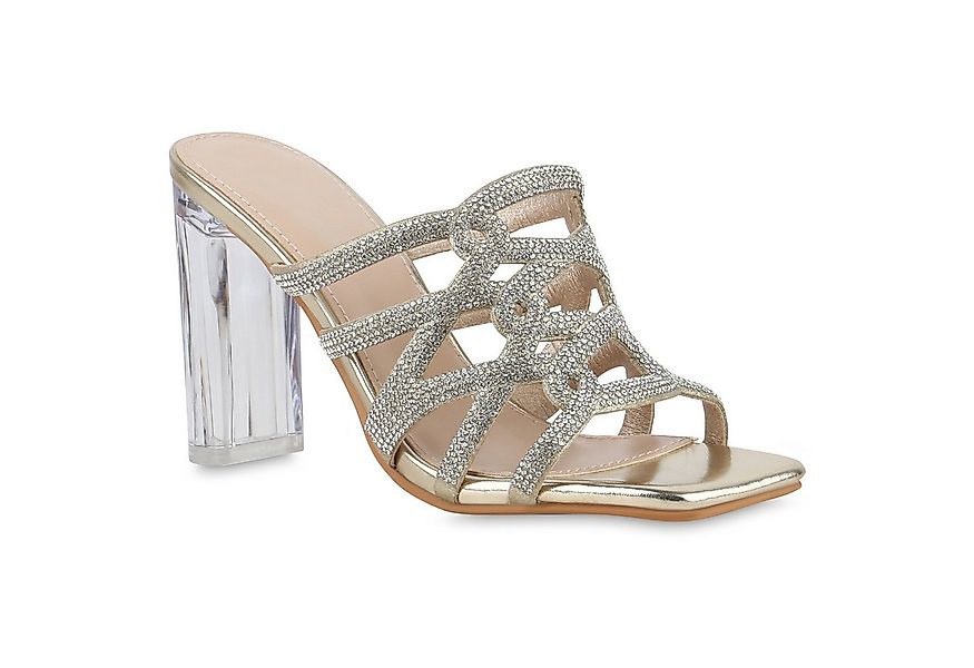 VAN HILL 841642 Sandalette Damen Pantoletten Sandaletten Strass Party Cut-O günstig online kaufen