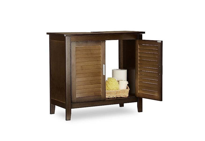 relaxdays Waschbeckenunterschrank braun LAMELL günstig online kaufen