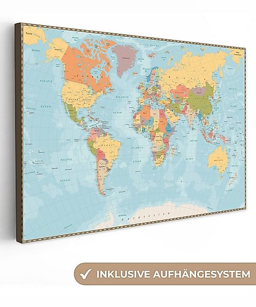 OneMillionCanvasses® Leinwandbild Weltkarte - Farben - Atlas, Fotodruck (1 günstig online kaufen