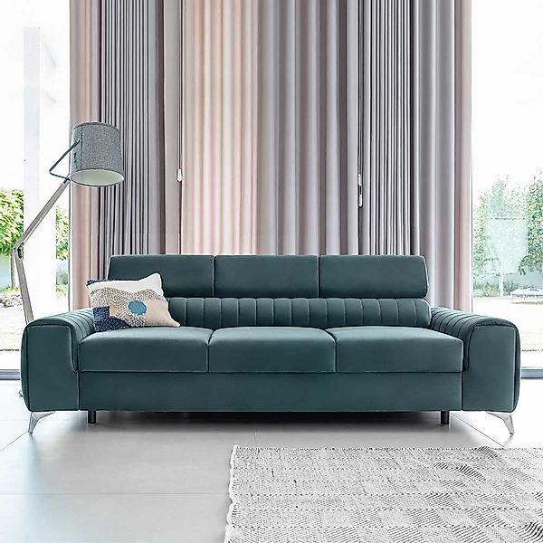 Sofa Couch in Petrol aus Samt günstig online kaufen