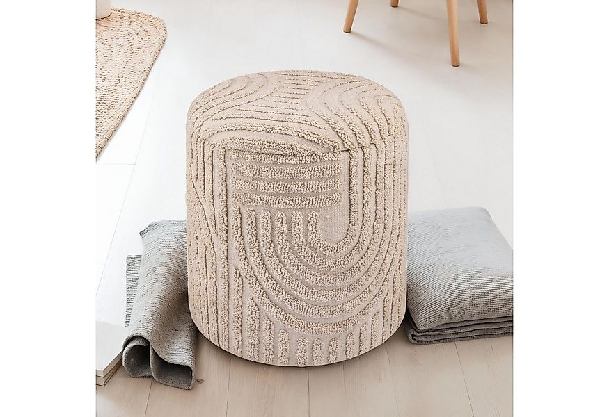 FINEBUY Stauraumhocker Dekohocker Sitzhocker mit Stauraum Baumwolle rund 40 günstig online kaufen