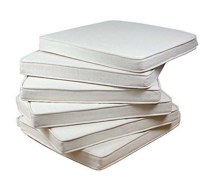 Sedex Stuhlkissen 6x Sitzpolster LARISSA Baumwolle altweiß günstig online kaufen
