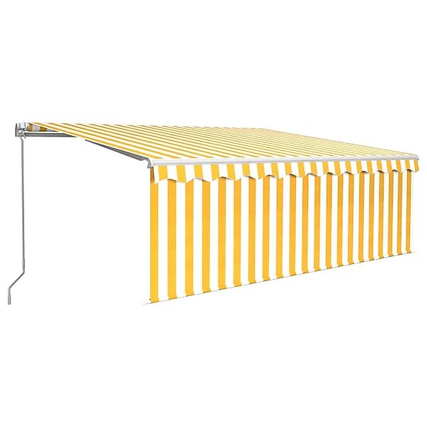 furnicato Markise Manuell Einziehbar mit Rollo 4x3 m Gelb & Weiß günstig online kaufen