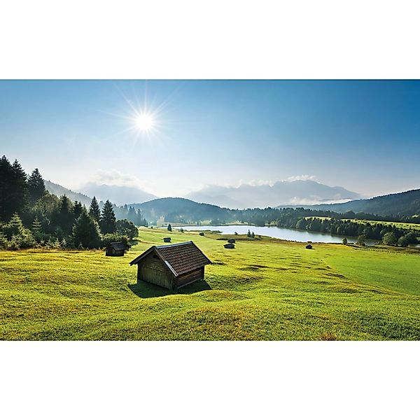 Vlies Fototapete Bergwiese vor Karwendel 450x280 cm günstig online kaufen