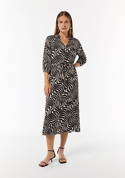 comma Midikleid Kleid Gemustertes Hemdblusenkleid mit günstig online kaufen
