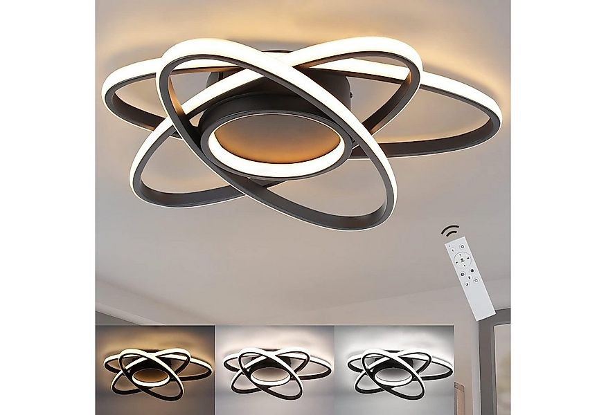 Nettlife LED Deckenleuchte Schwarz Dimmbar Deckenlampe Modern Deckenbeleuch günstig online kaufen